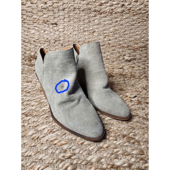 Lucky Brand Saucie Comfort Embossed Croc Suede Ankle Booties Size 8.5 NEW - Picture 11 of 11